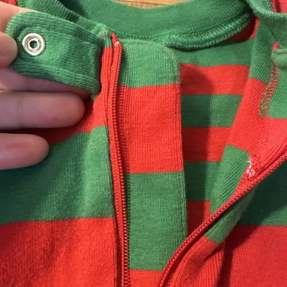 Hanna Andersson Christmas striped 3-6 Mos Long John Zip Up Pajamas‎ Unisex